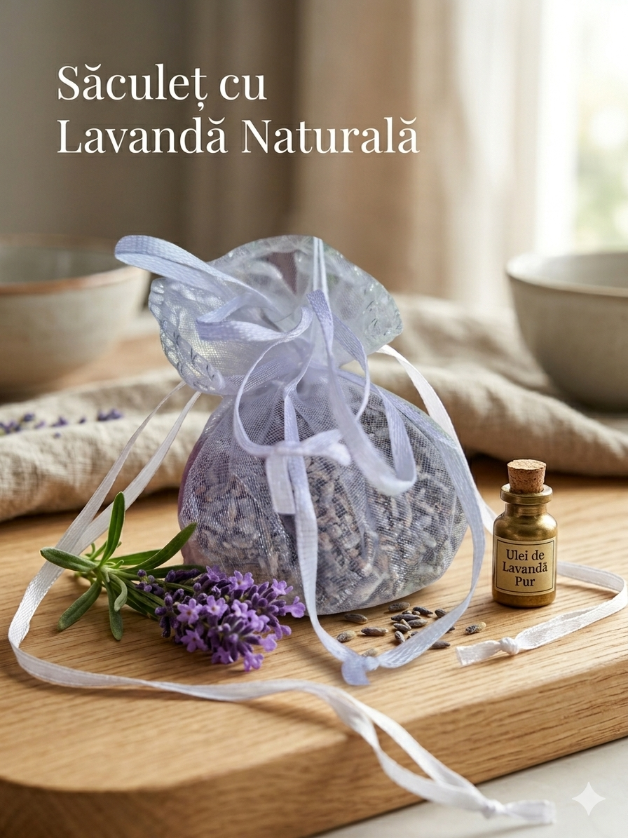 Săculeț de lavandă naturală din organza.